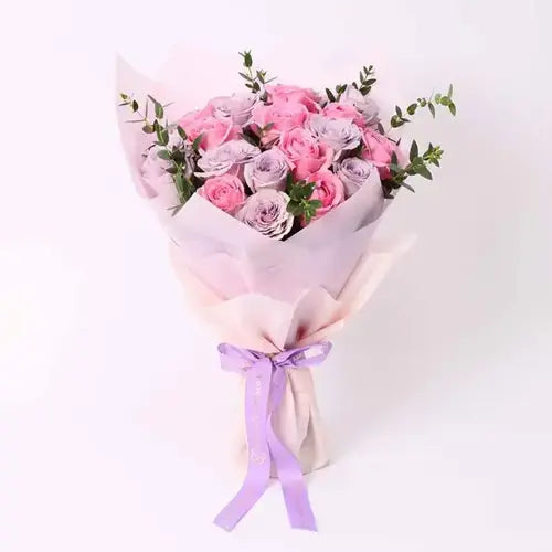 Beauty Queen 21 Roses bouquet with pink and purple roses in Dubai, UAE