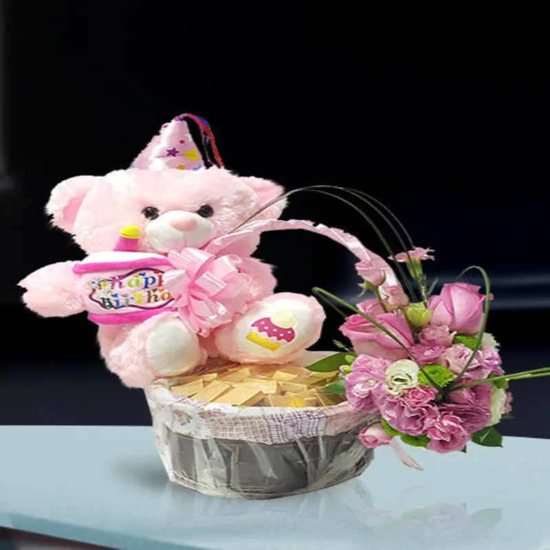 Teddy bear and Chocolates Gift Basket