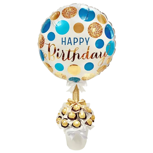 Birthday Ferrero Rocher chocolate planter with 19 chocolates and birthday balloon