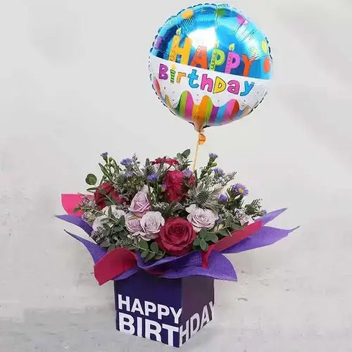 Send birthday gifts online to UAE – Flower and Balloon Arrangement