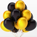 Celebrate in style with this helium-filled gold & black balloon bouquet (UAE).