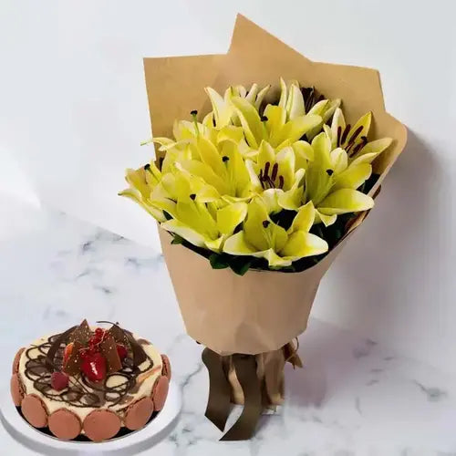 Burst of Sunshine and Cake Delivery UAE - Giftshop.ae