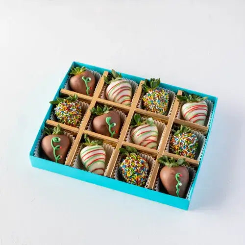 12pcs Belgian Chocolate Strawberries with Edible Glitter