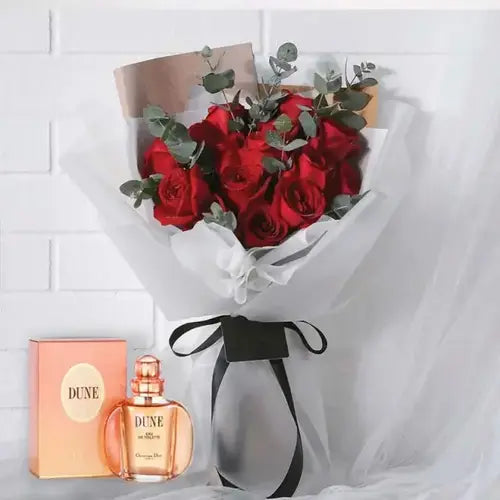 Christian Dior Dune Perfume 100ml with Red Roses in Dubai, UAE