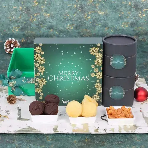 Christmas Memories Gift Tray with chocolates and muffins, perfect for delivery in Dubai, UAE