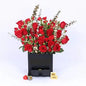 Classic Love Flower Box with Red Roses and Sweecho Chocolates