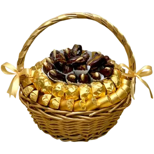 Gift basket with dates & Belgian chocolates, perfect for any occasion (UAE).