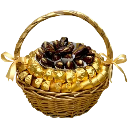 Gift basket with dates & Belgian chocolates, perfect for any occasion (UAE).