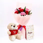 Cute 7 Roses Bouquet Trio with Teddy & Chocolates – Romantic Gift in UAE