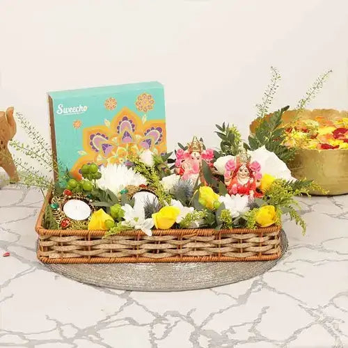 Diwali Floral Gift Basket with Chocolates