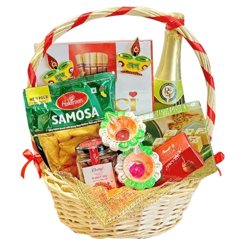 Diwali Gift Basket with Chocolates and Diyas