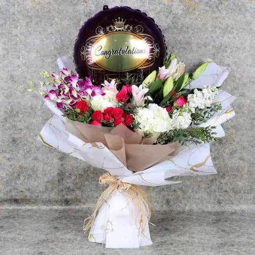 Celebrate with Elegance: Congratulations Flowers & Balloon (Dubai)