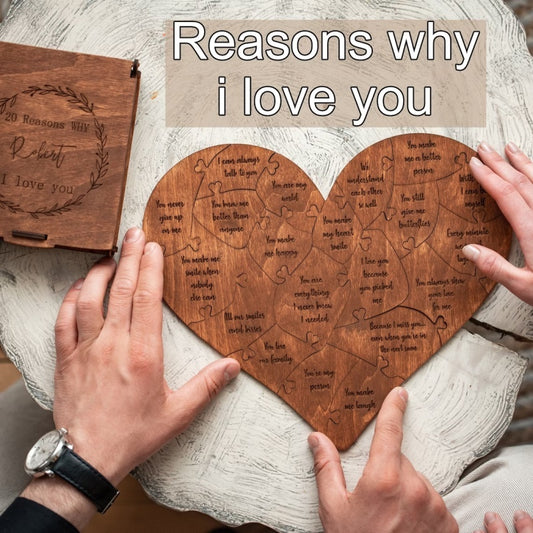 Personalized Wooden Heart Puzzle – Anniversary Gift, Gifts for Him, Gifts for Her, 1st Anniversary, Birthday Gift, Romantic Puzzle