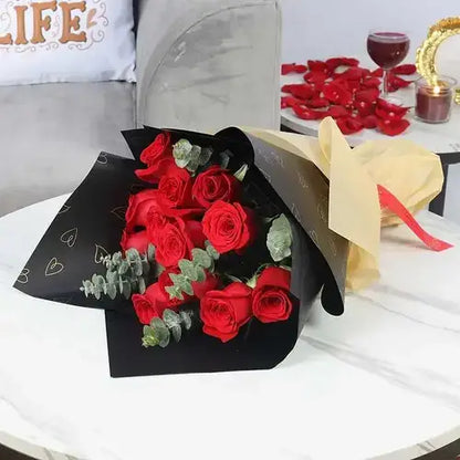 Flower and Chocolate Gift Combo - 11 Red Roses and 250g Sweecho Chocolates for Delivery in UAE