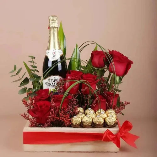 Giftshop.ae Flower Hamper with Sparkling Juice