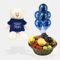 Fresh Fruit Gift Basket with Seasonal Fruits, Balloons & Teddy in UAE