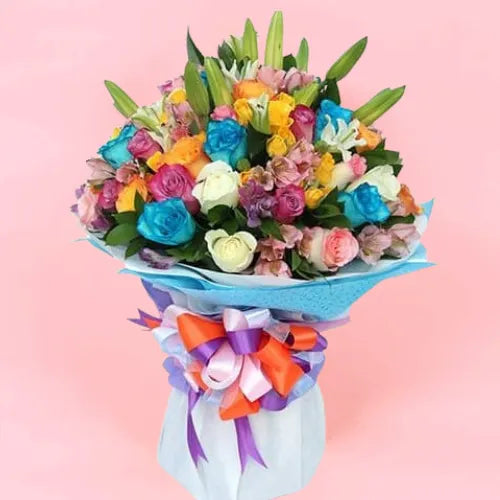 Gaiety Love Flower Bouquet with Roses and Lilies