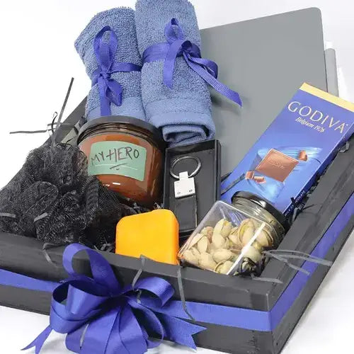 Gifts for men gift set with chocolates and candles