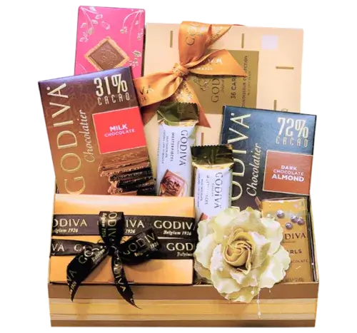 Luxury Godiva chocolate gift box with biscuits, caramels & more. Chocolate delivery Dubai.