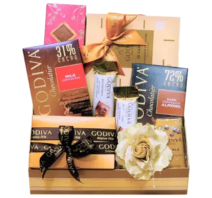 Luxury Godiva chocolate gift box with biscuits, caramels & more. Chocolate delivery Dubai.