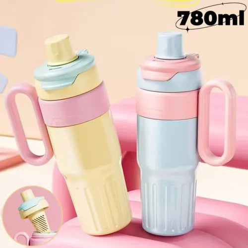 780ml gradient thermal tumbler in white with straw – stylish stainless steel coffee cup for gifts in UAE