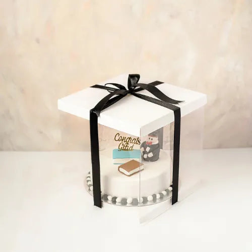 Vanilla red velvet graduation cake with cap decoration - giftshop.ae UAE