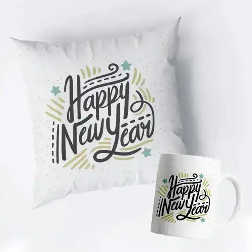 Happy New Year Cushion and Mug gift set