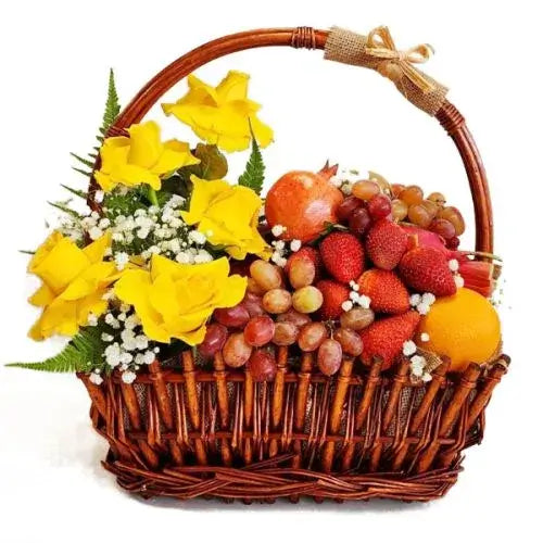 Bright and Healthy Fruit & Flower Basket (Giftshop.ae)