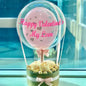 Hot Air Personalized Balloon with Ferrero Rocher chocolates and peonies in a round gold box, Dubai personalized gift