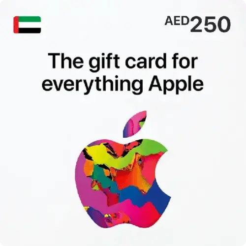 Apple iTunes Card UAE - AED 250 for apps, music, TV shows, and books, available at Giftshop.ae