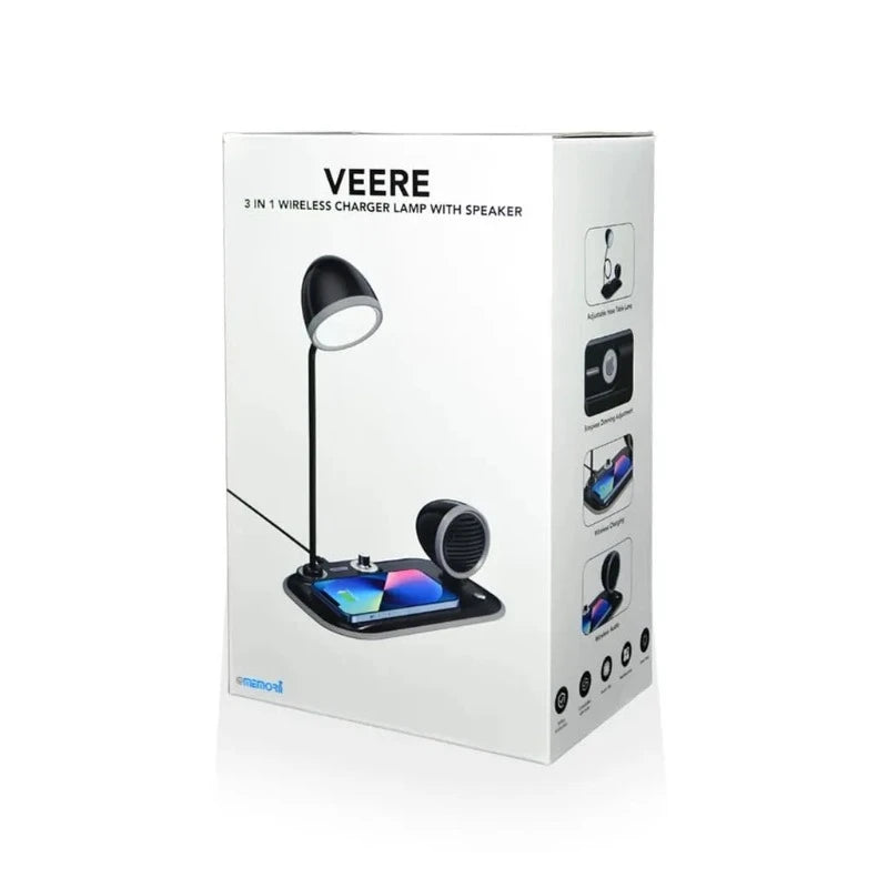 3-in-1 wireless charger lamp with speaker. Perfect for office or home in Dubai.