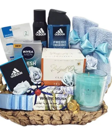 Pamper him with a spa gift basket of bath products, stress relief mask & chocolates in Dubai