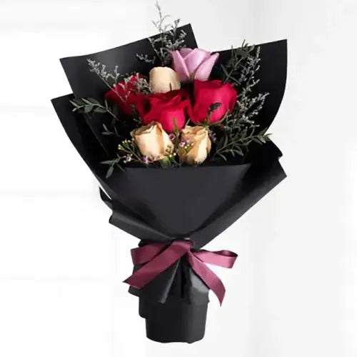 Mix Roses Bunch with Marble Cake – Fresh flower and cake delivery in Dubai for all occasions. Available now at Giftshop.ae