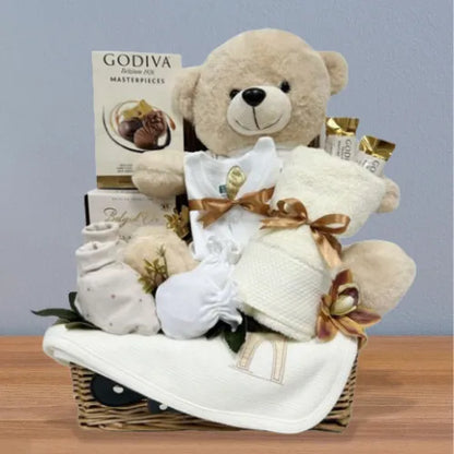 Exclusive new baby gifts in Dubai - Curated hampers with baby essentials, premium chocolates, and keepsakes - Giftshop UAE.