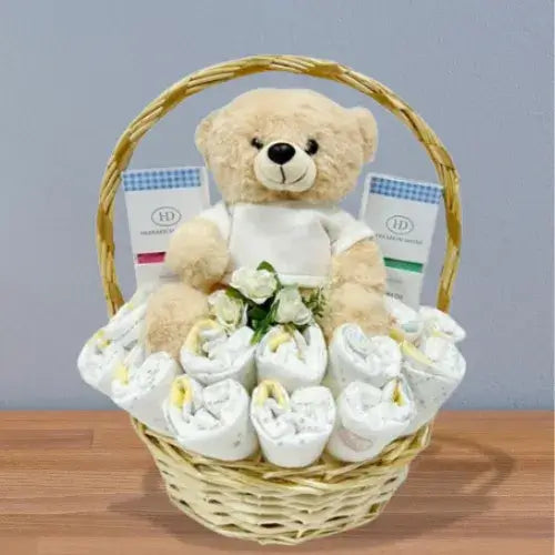 My First Teddy Nappy Basket newborn gift in Dubai. UAE
