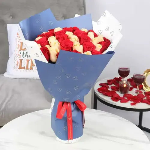 Peach Cherry 51 Roses Bouquet – Send Rose Bouquet in UAE