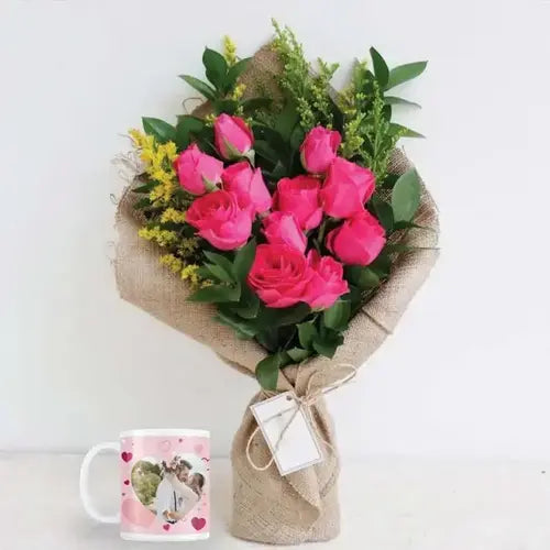 Personalized flower bouquet with mug in Dubai