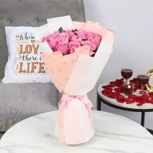 Pink Beauty 21 Roses Bouquet – Elegant Flower Gift in Dubai, UAE