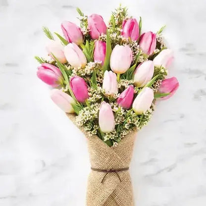 Hand Tied Tulip Bouquet in UAE with Natural Jute Wrapping