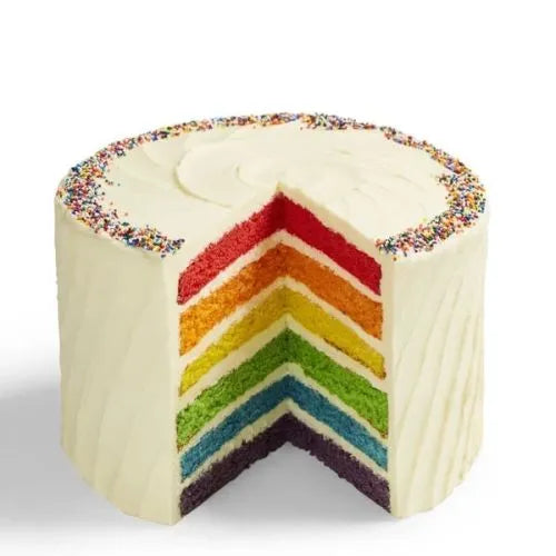 Colorful birthday cake with vanilla frosting