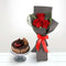 Timeless Love: Red Roses & Fudge Cake Gift Set (Dubai)