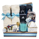 Pamper him with a spa gift basket of bath products, chocolate & flowers in Dubai