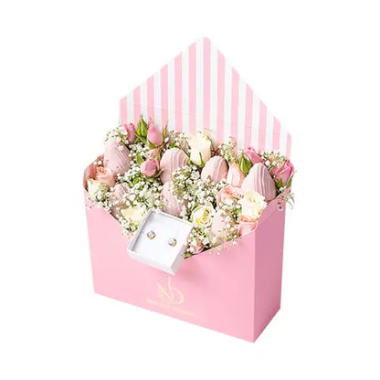 Gift box with flowers, chocolates & earrings from giftshop.ae (UAE delivery)