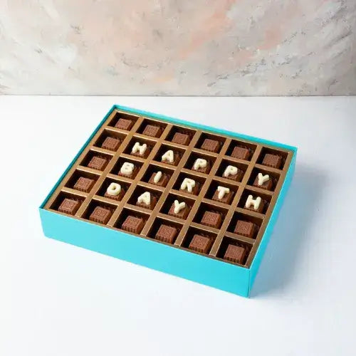 Send birthday chocolate in Dubai, UAE – personalized Belgian milk chocolate gift.