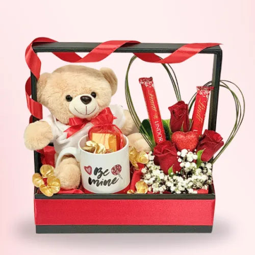 Precious Heart gift set with teddy, chocolates, and roses - send gifts to Dubai online