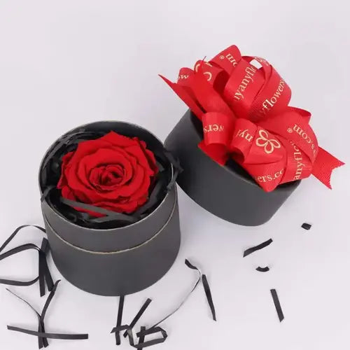 Single preserved red rose in a black box (UAE delivery)