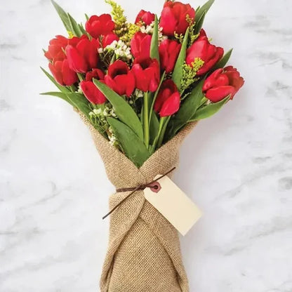 Couple holding the bouquet, expressing love and passion.