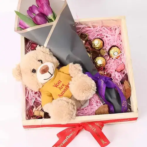 Purple Tulips and Chocolates Gift Tray