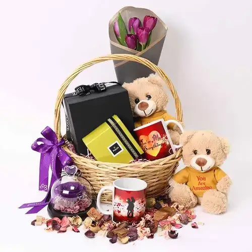 You Are Amazing Gift Basket with Flowers and Chocolates